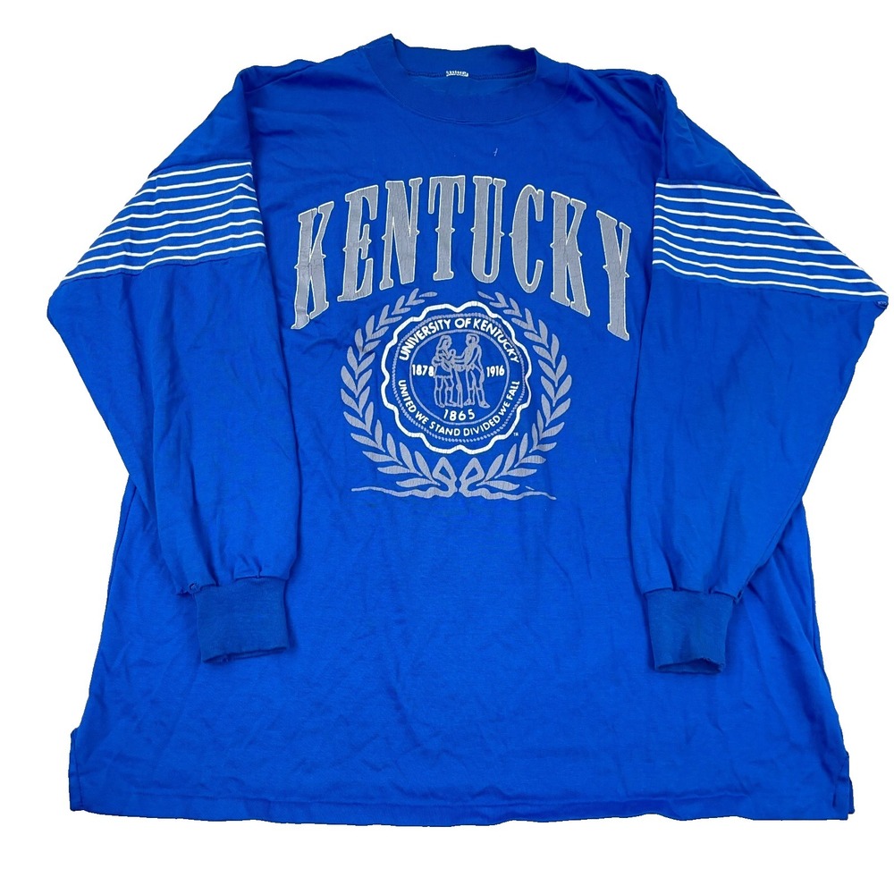 Vintage Kentucky Wildcats Shirt Men‎ XXL Blue Long Sleeve Single Stitch 80s 90s